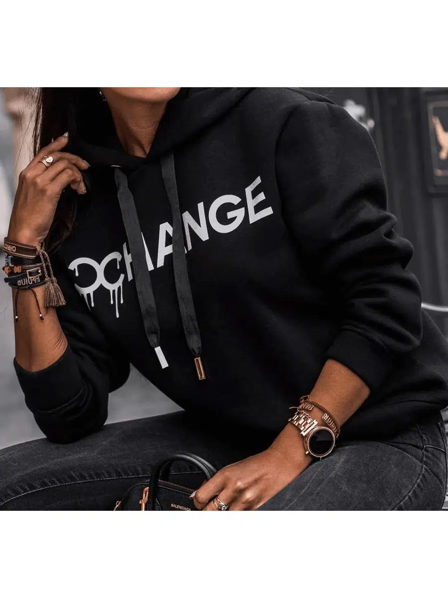 Chance baskılı 3 iplik kumaş kapşonlu sweat