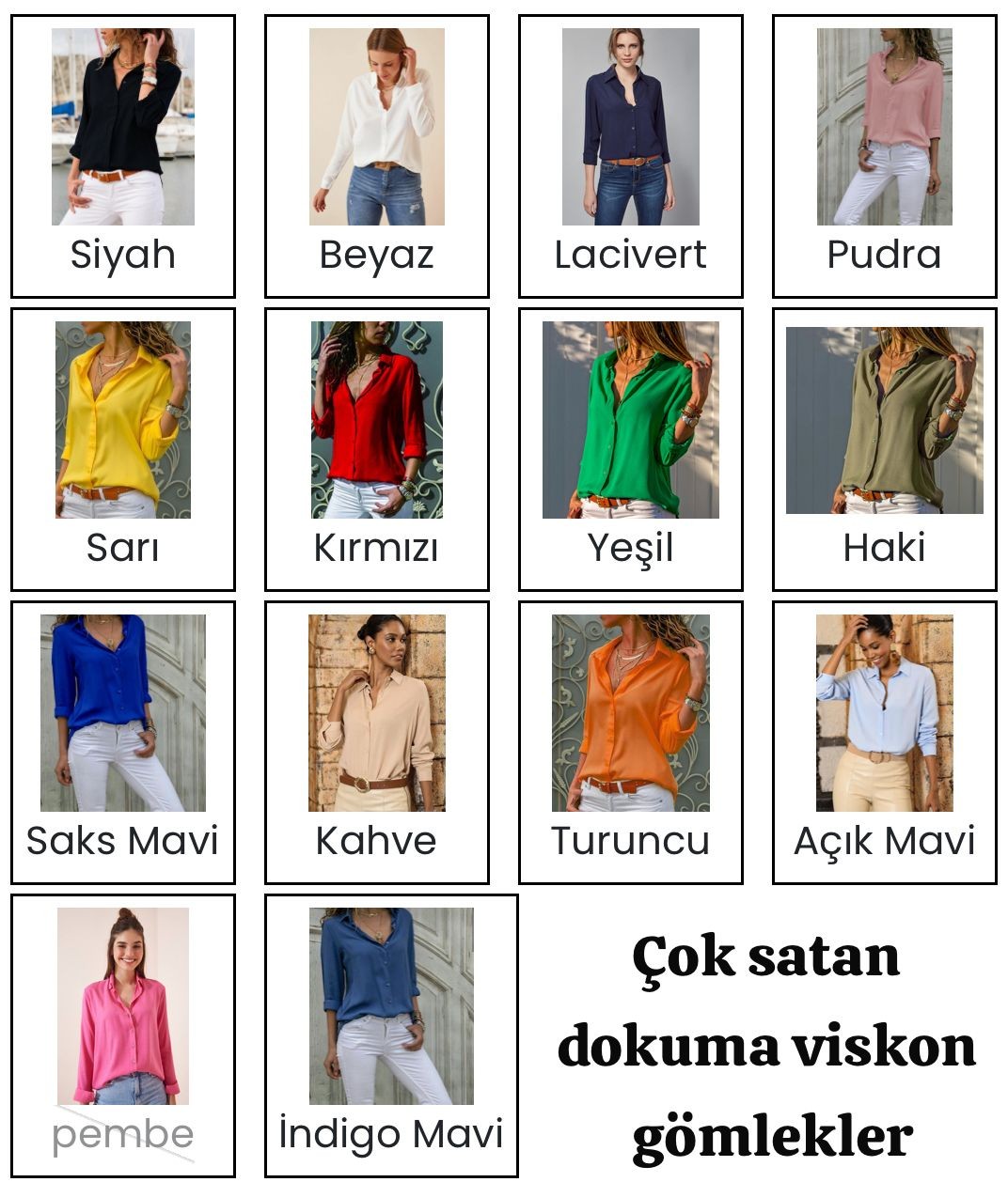 Dokuma Viskon Kumaş Basic Gömlek (Renk Seçenekli)