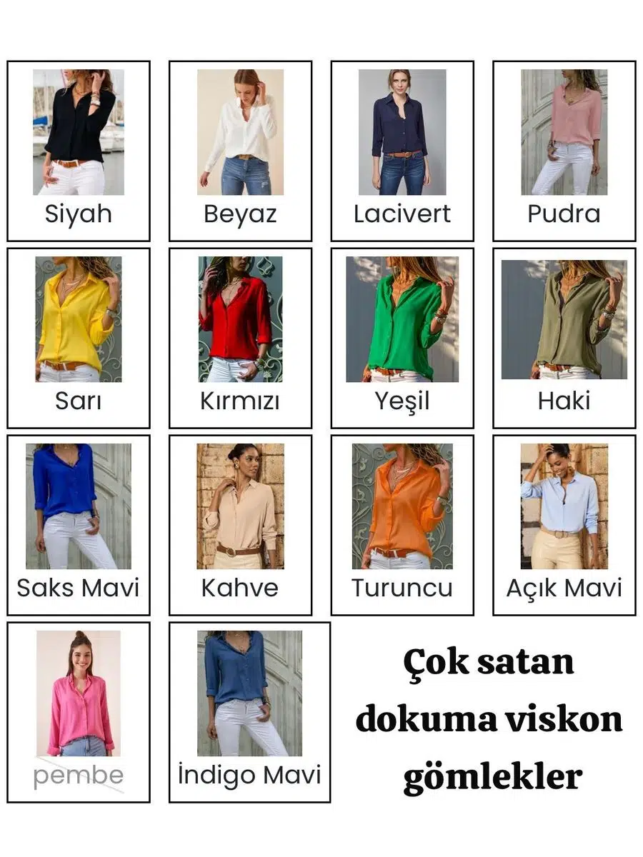 Dokuma Viskon Kumaş Basic Gömlek (Renk Seçenekli)