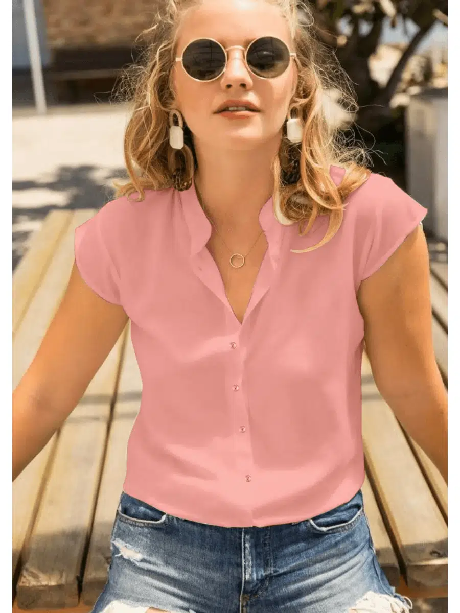 Dokuma Viskon Kumaş Gömlek(Pembe)