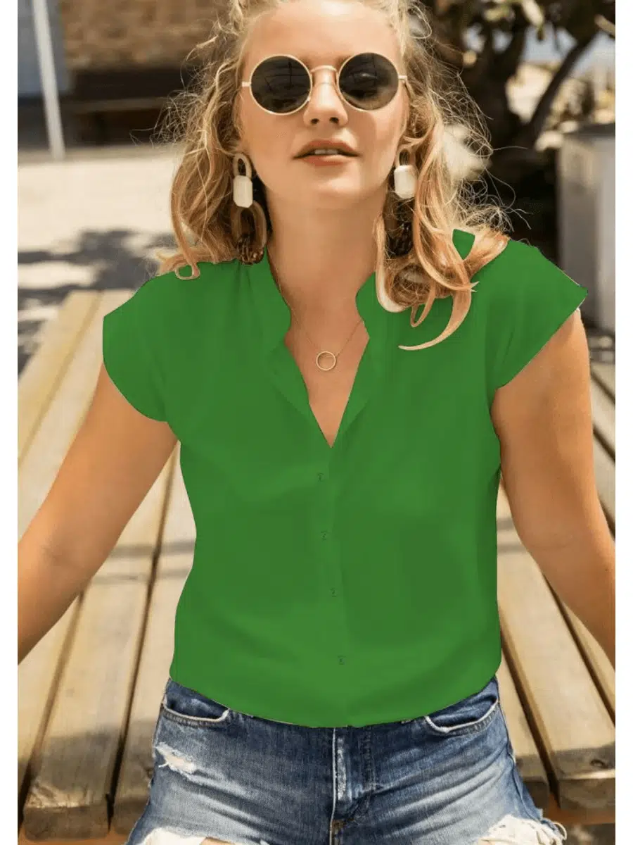 Dokuma Viskon Kumaş Gömlek(Yeşil)