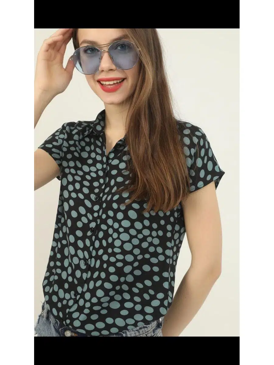 Dolgu Desenli Yarasa Gömlek