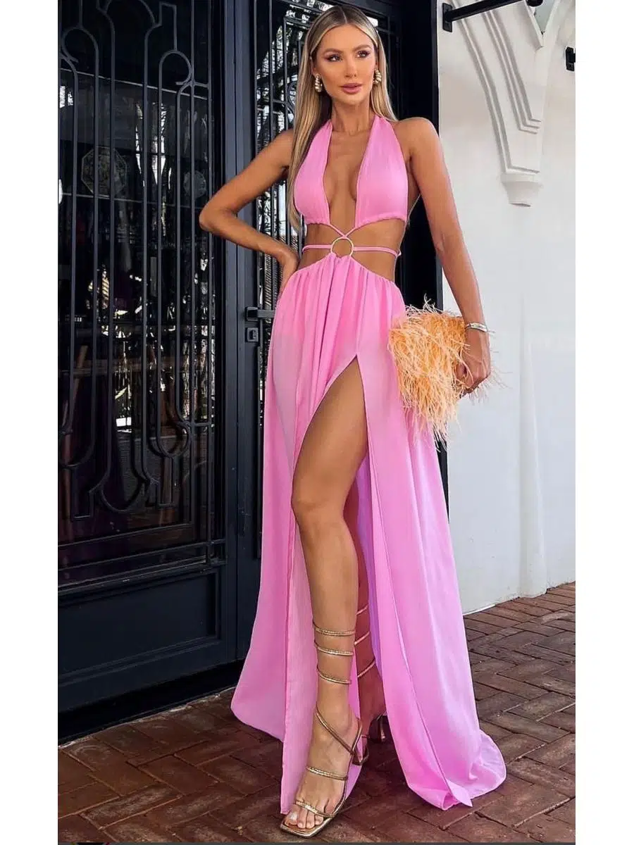 Kadın Beachwear Plaj Astarlı Şifon Kumaş Elbise (Renkli)