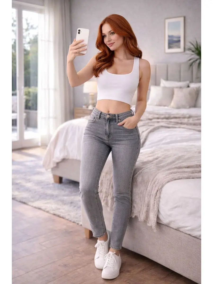 Kadın Denim Kumaş Jean Kot Pantolon