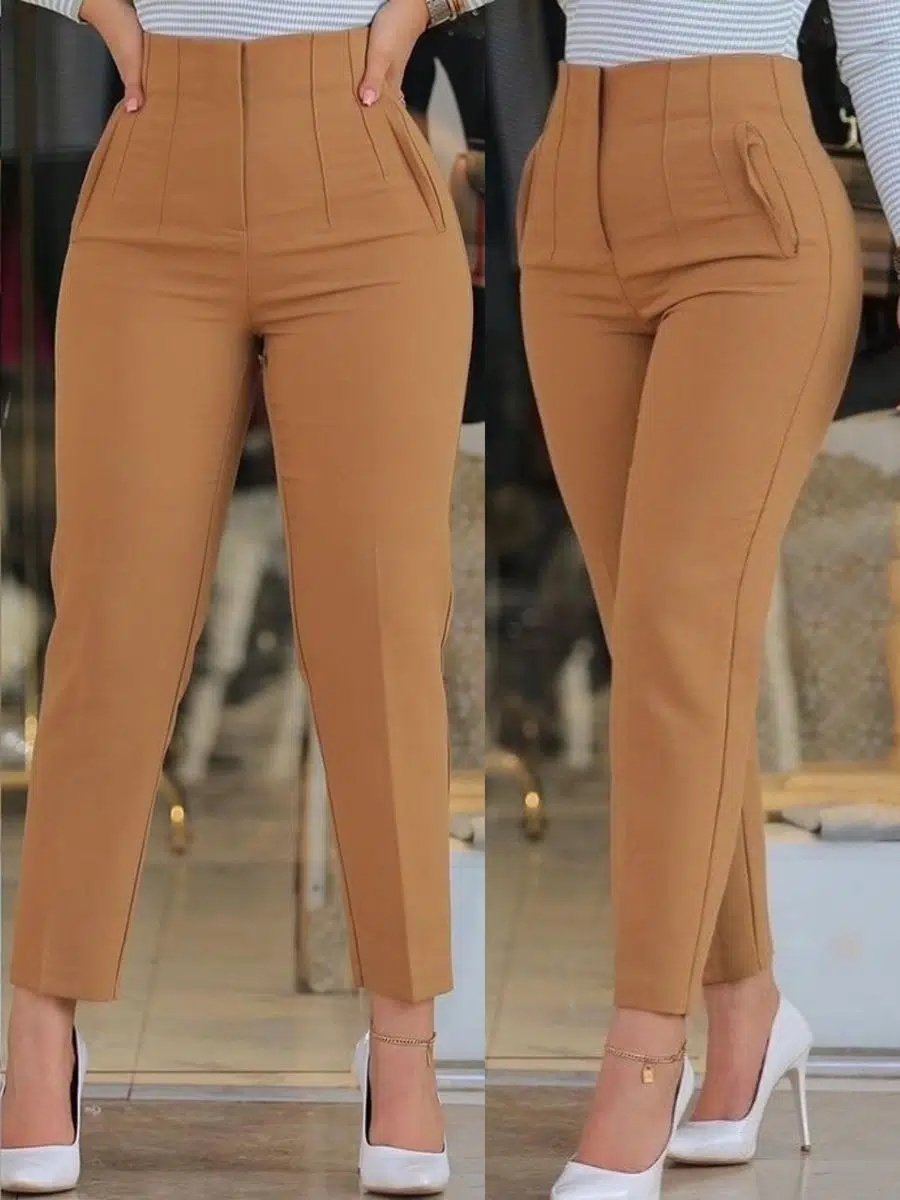 Kadın Krep Kumaş Bilek Boy Cep Detay Tam Kalıp Pantolon (Renkli)