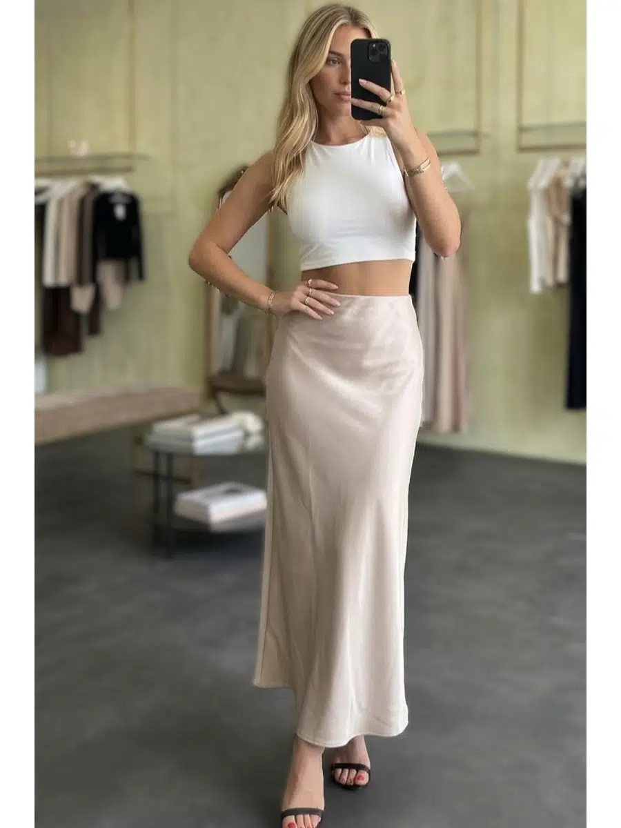 Kadın Saten Kumaş Balık Etek