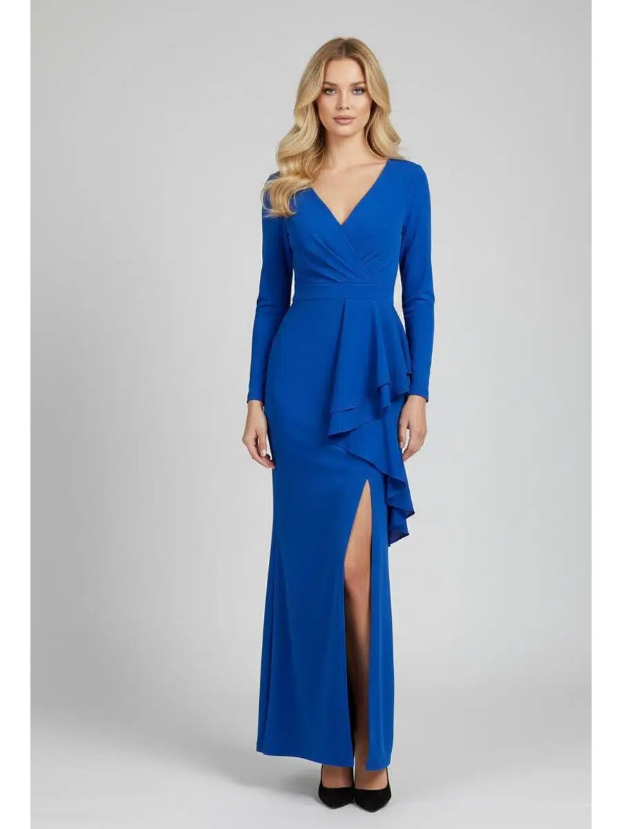 Kadın Yırtmaçlı Önü Fırfırlı Abiye Elbise